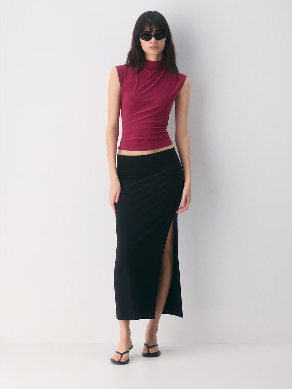 Wilfred burgundy sleeveless mockneck top - Wilfred botanist top